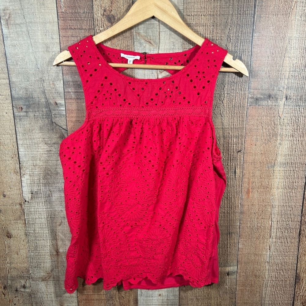 Maurices Eyelet Tank Top XXL Pink Sleeveless Boho Babydoll Cottagecore